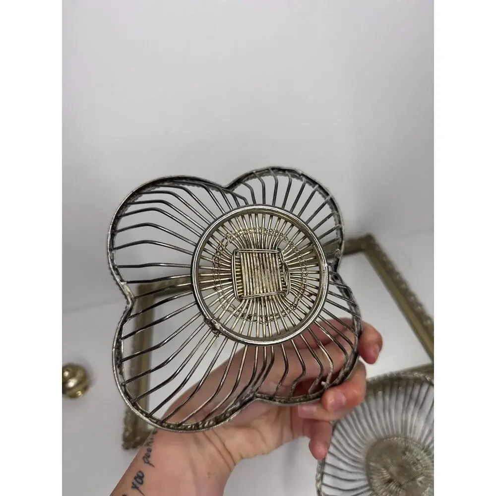 Vintage Silver Plated Bowl / Baskets Set Of 2, jewelry Catchall , silver heart